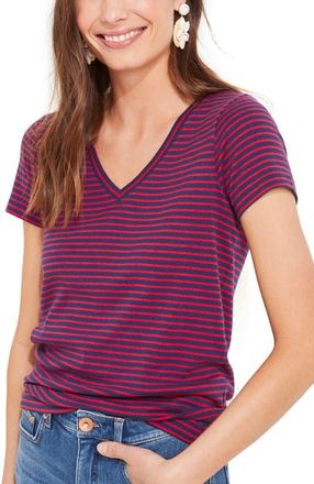 Vineyard Vines Simple Stripe V-Neck T-Shirt in Deep Bay/Red at Nordstrom, Size X-Large