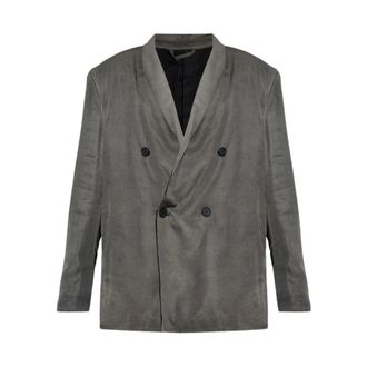 Diesel Formal Blazers, male, Gray, Size: XL Double-breasted Blazer
