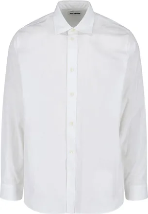 Jil Sander White Minimalist Pointed Collar Cotton Shirt