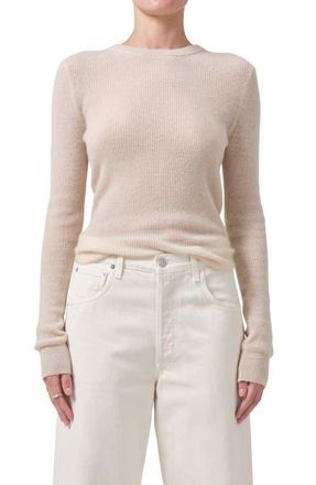 Citizens Of Humanity Alessia Wool & Cashmere Blend Rib Top in Cream at Nordstrom, Size Large