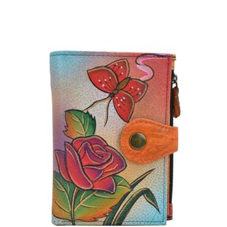 Anuschka Hand Painted Leather Ladies Wallet Size: 5x 3.5x 0.25