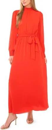 Halogen Long Sleeve Maxi Dress in Poinciana at Nordstrom Rack, Size X-Small