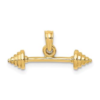 Diamond2Deal 10k Yellow Gold Solid Polished 3-D Dumbbell Charm
