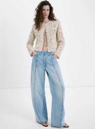 Mango Giacca maglia dettagli traforati sabbia - Donna - S - MANGO