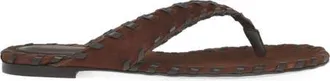 Gianvito Rossi Zaira Thong Flat Sandal in Brown Suede at Nordstrom, Size 41.5