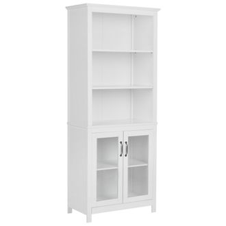 Beliani Beliani - Armario Decorativo Con Estantes Y Vitrina De Vidrio Blanco Lusby