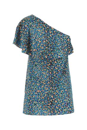 Saint Laurent Gedrukte Stretch Zijde Mini Jurk