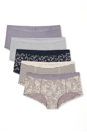 Pact Everyday Boy Short 5-Pack in Lavender Petals at Nordstrom, Size Medium