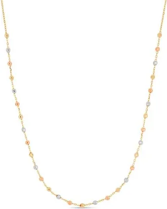 Bony Levy 14K Gold Tri-Tone Beaded Station Chain Necklace in 14K White/rose/yellow Gold at Nordstrom, Size 18