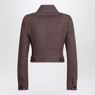 Max Mara Womens Cropped Brown Denim-effect Jacket - Dark Brown Cotton - Size EU 40 (Womens)