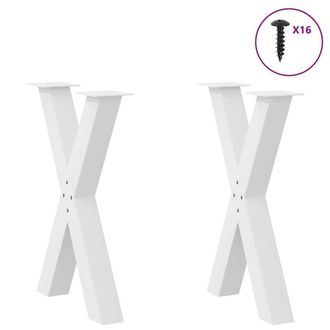Berkfield Home Modern Dining Table Legs X-Shaped 2 pcs White 60x(72-73) cm Steel