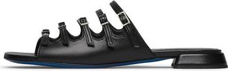 Loriblu Zwarte sandaal van nappaleer met bandjes - Dames - Sandalen - Zwart - 36 EU - Leer - Schoenen