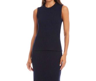 Karen Kane Rosalie Ribbed Tank In Navy