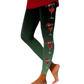 Generic Womens Christmas Novelty Print Legging Yoga Leggings Christmas Legging Snowflake Santa Reindeer Stretch Funny Yoga Pants Xmas Costume Ladies Winter Th