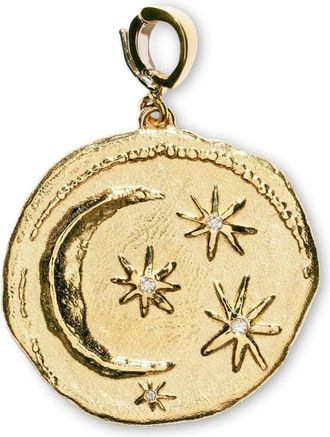 Azlee 18kt yellow gold large Cosmic diamond coin chain - women - 18kt Yellow Gold/White Diamond - One Size