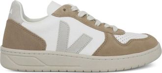 Veja V-10 Leather White Natural Sahara Sneakers - Dames - Sneakers - Beige - 41 EU - Leer - Schoenen