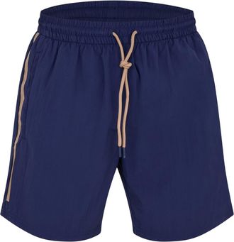 HUGO BOSS Heren Polyester gestreepte zwembroek Relaxed Fit (Marine)
