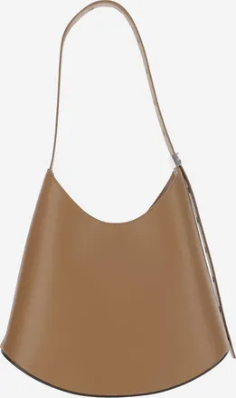 Jil Sander Womens Eldorado Medium Leather Shoulder Bag Brown Calfskin