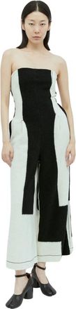 Issey Miyake Rechtlijnige Milled Jumpsuit - Dames - Jumpsuits - Wit - L - Katoen - Jumpsuits & Playsuits