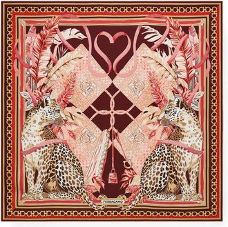 Ferragamo Feline Print Silk Foulard
