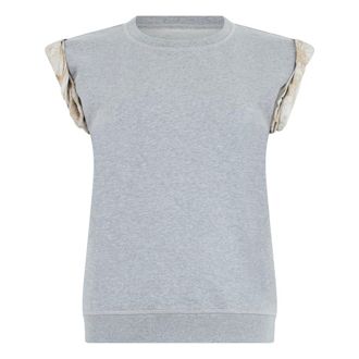 Maison Margiela Sweatshirts, female, Gray, Size: M Cotton T-shirt with contrast sleeves