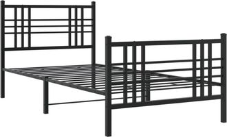 vidaXL Estructura cama sin colchón con estribo metal negro 100x190 cm Vidaxl