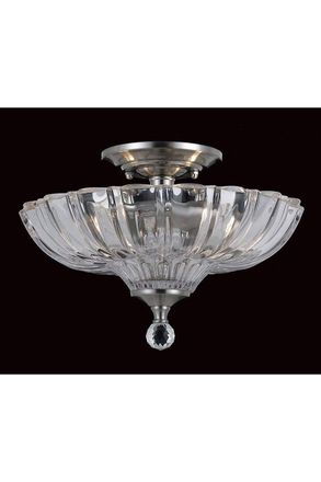 Netlighting Dallas Satin Nickel Bowl Semi Flush Ceiling Light in Grey
