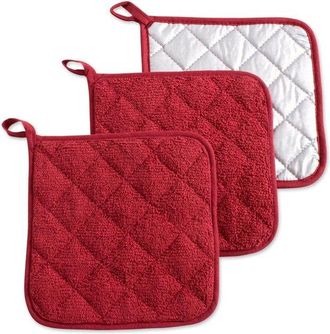 OEM Juego De 5 Agarraderas De Cocina Resistentes Al Calor, Salvamanteles De Tela De Rizo Para Cocinar Y Hornear - Rojo - 1818cm