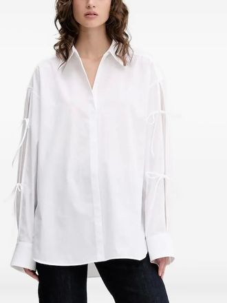 HUGO BOSS Blouse met gestrikt detail en split - Wit