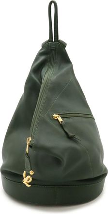 Loewe Anton Khaki Leather Backpack Pouch (Pre-Owned)
