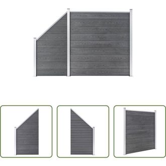 vidaXL vidaXL Recinzione per giardino - Pannelli Recinzione WPC 1 Quadrato 1 Inclinato 273x186 cm Grigi