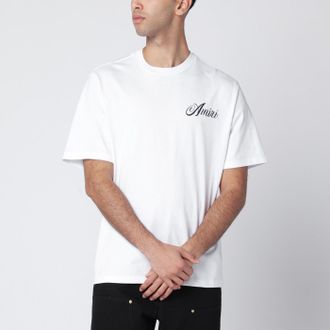 Amiri White Cotton T Shirt With Logo Print
