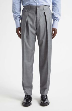 Dolce & Gabbana Cavallo Pleated Plaid Virgin Wool Pants in Quadri-Check-Tartan at Nordstrom, Size 30 Us