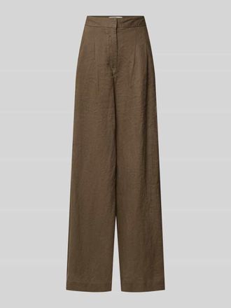 Stefanel Wide Fit Hose mit Bundfalten Modell Ginkoli in Mittelbraun, Gr&ouml;&szlig;e 34