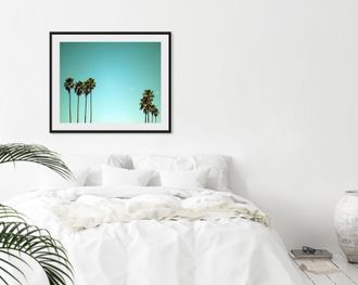 Queence Bild »Palma De Mallorca« Foto Himmel Palmen 1 Stk. tlg. HD Premium Poster-Druck inkl. Holzrahmen