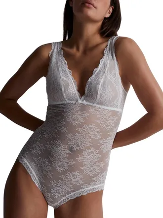 Aubade Womens Danse Des Sens Plunge Bodysuit - White Polyamide - Size Medium