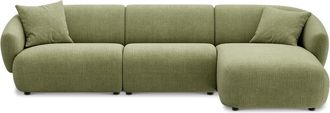 Castlery Auburn Chaise Sectional Sofa Right Facing Customized, (Washed Chenille) Moss, Machine Washable, Modular for Green