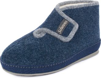 Schawos Womens House Boot 2060 - Warm Felt Slipper with Wool, Wide Opening & Non-Slip Sole for Winter Comfort (Navy blue, uk_footwear_size_system, adult, wome