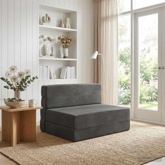 vidaXL Vidaxl Divano Letto Pieghevole Grigio Scuro 70 X 80 X 60 Cm Tessuto
