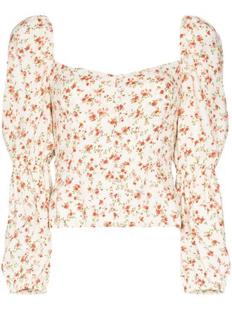 Reformation Cera Bluse mit Blumen-Print - Wei&szlig;