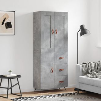 vidaXL Vidaxl - Aparador Alto Madera Contrachapada Gris Hormig&oacute;n 69,5x34x180 Cm