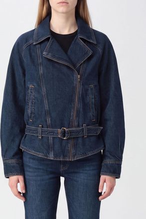 Levi's Cropped Biker Jacket in Cotton Denim with Relaxed Fit and Offset Zip