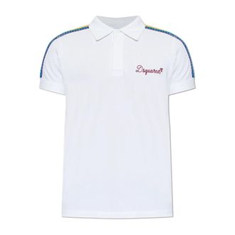 Dsquared2 Polo Shirts, male, White, Size: 2XL Logo Polo Shirt