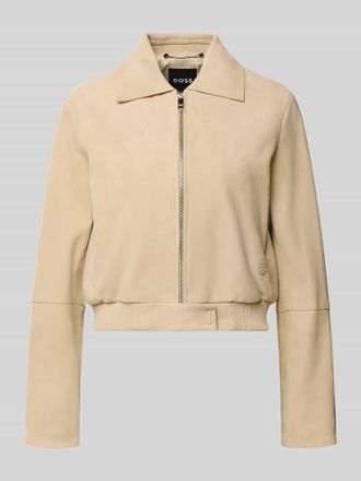 HUGO BOSS Regular Fit Lederjacke aus echtem Ziegenleder Modell SALENE in Beige, Gr&ouml;&szlig;e 38