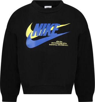 Nike Zwarte Katoenen Fleece Sweatshirt met Logo - unisex - Sportshirts - Zwart - 122 CM - Katoen - Fitness