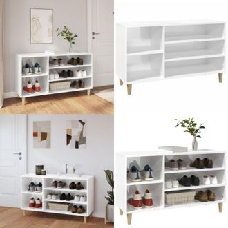 vidaXL Scarpiera Bianco Lucido 102x36x60 cm in Legno Multistrato - Scarpiera in legno - Scarpiera in legno multistrato