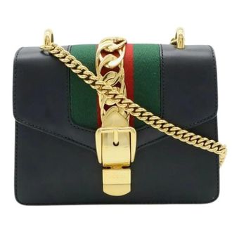 Gucci Pre-owned Sylvie Web Ribbon Mini Chain Bag - - Pre-owned - Donna - Nero - ONE SIZE