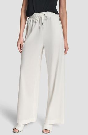 DKNY Bank St Wide Leg Pull-On Pants in Ivory at Nordstrom, Size Small
