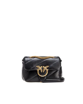 Pinko Black/Antique Gold Mini Love Bag Puff Maxi Quilt Bag
