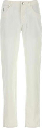 Brunello Cucinelli Corduroy broek - Heren - Broeken - Wit - Maat: M Corduroy